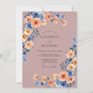 Mauve Cornflower Watercolor Wedding Invitation