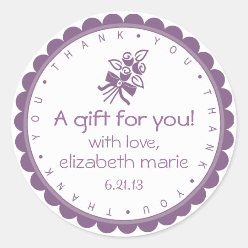 Mauve Country Roses_Thank You Classic Round Sticker