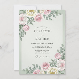 Mauve Cream Foliage Eucalyptus Wedding Invitation
