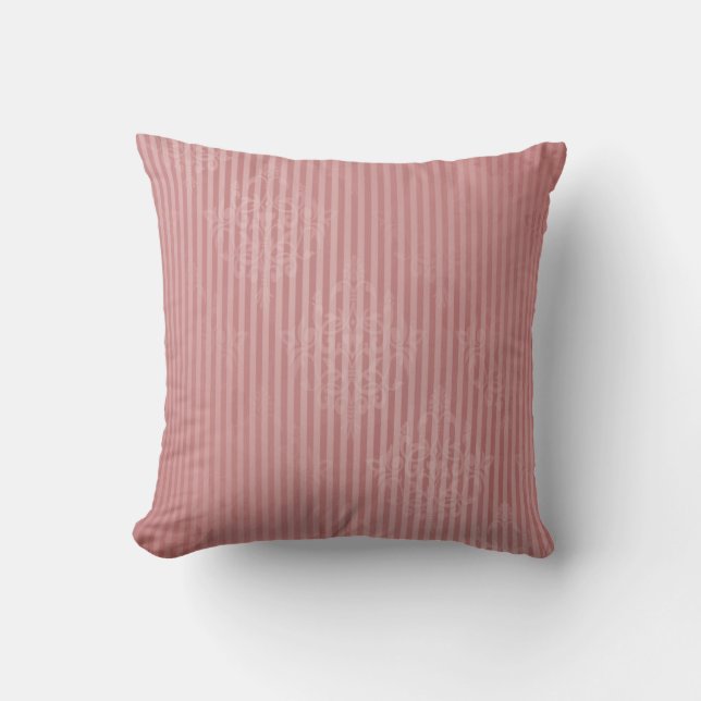 Mauve Damask Throw Pillow 20" x 20" (Front)