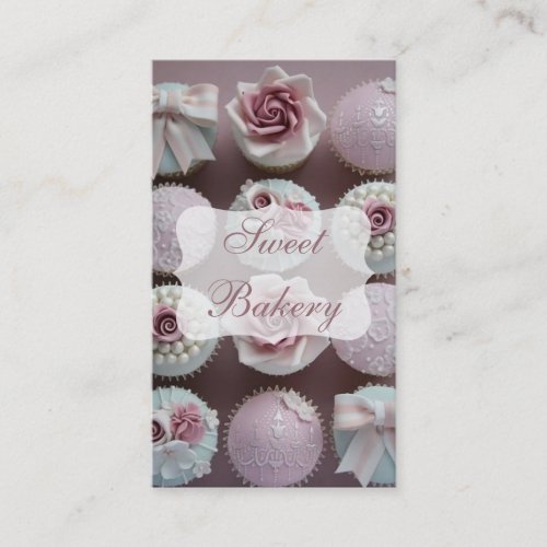 Mauve Designer Cupcake Bakery Business Card Template