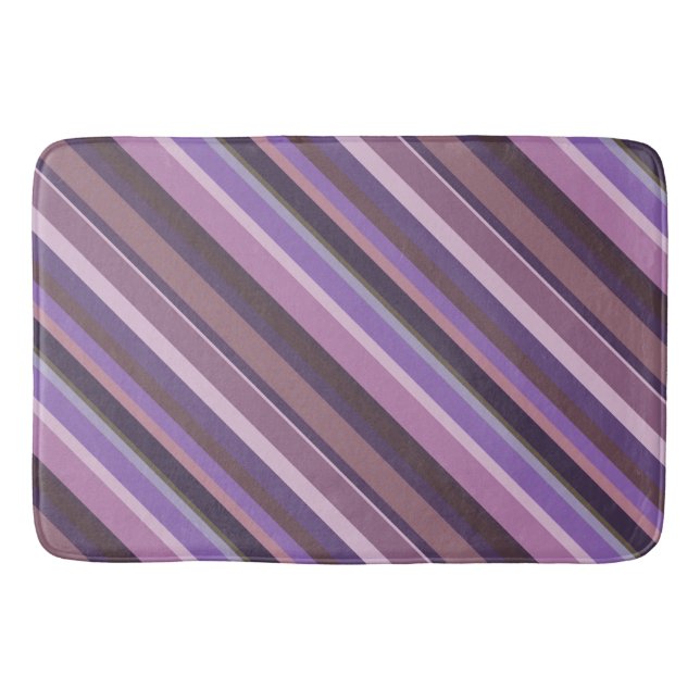 Mauve diagonal stripes bathroom mat (Front)