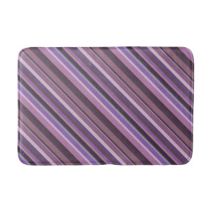 Mauve diagonal stripes bathroom mat
