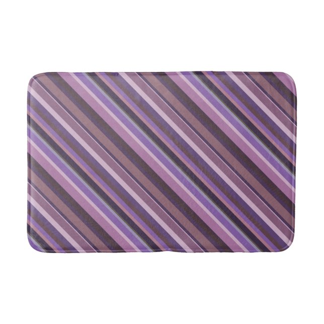 Mauve diagonal stripes bathroom mat (Front)