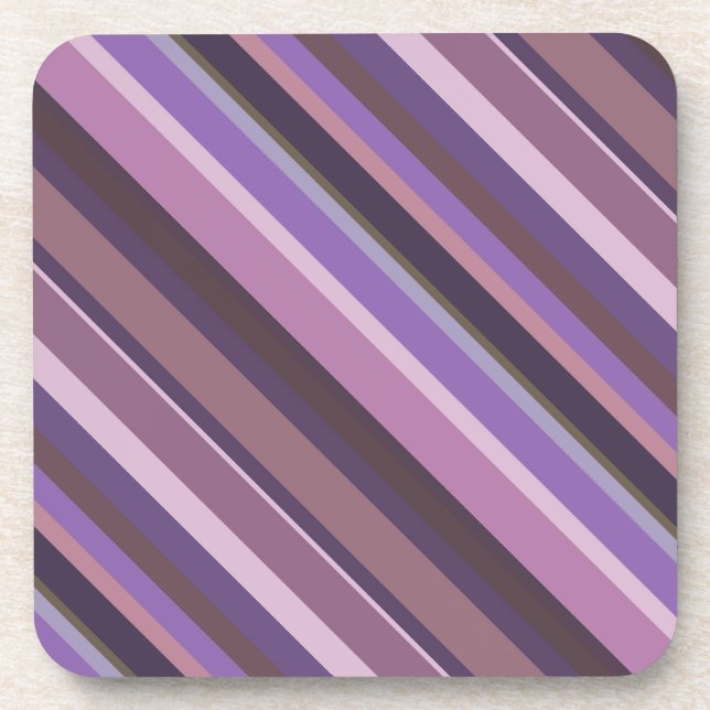 Mauve diagonal stripes beverage coaster (Front)