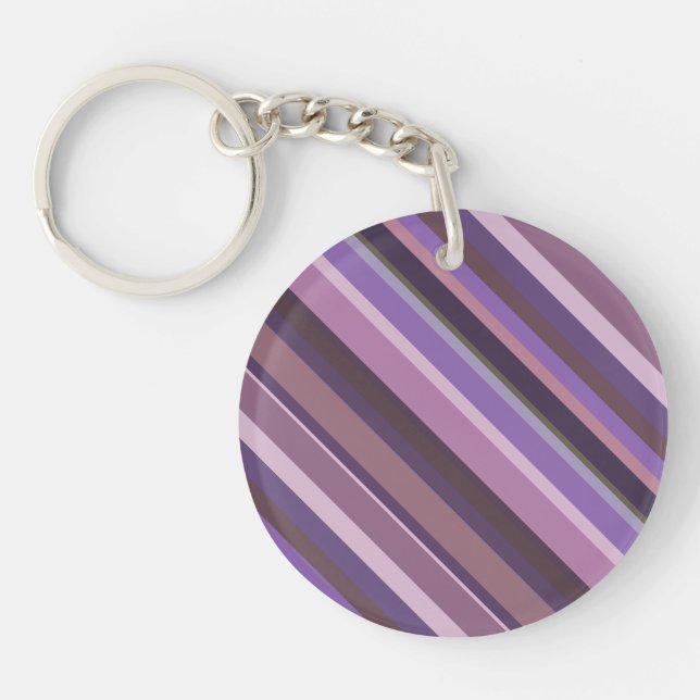 Mauve diagonal stripes keychain (Front)