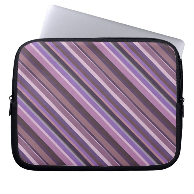 Mauve diagonal stripes laptop sleeve (Front)