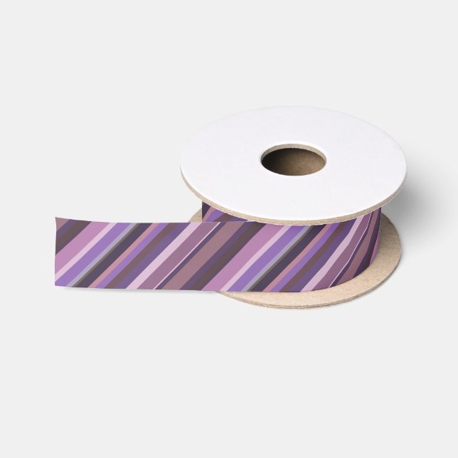 Mauve diagonal stripes satin ribbon (Spool)