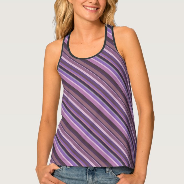 Mauve diagonal stripes tank top (Front)