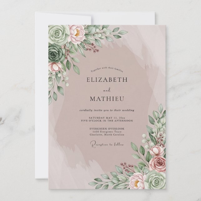 Mauve Dreamy Bohemian Wedding Invitation (Front)