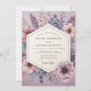 Mauve Dreamy Floral Wedding Invitation