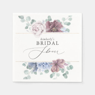 Mauve Dusty Blue Floral Baby Shower Bridal Shower Napkins