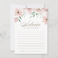 Mauve Dusty Pink Watercolor Flowers Baby Shower Advice Card