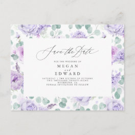 Mauve Dusty Purple Floral Save The Date Announcement Postcard