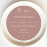 Mauve Dusty Rose Fall Wedding | Minimalist Round Menu<br><div class="desc">Add a soft, romantic touch to your wedding reception with this elegant round menu featuring a mauve and dusty rose color palette. Designed with a minimalist aesthetic, this fall inspired piece blends modern simplicity with seasonal charm, making it a perfect detail for autumn weddings. The circular format offers a contemporary...</div>