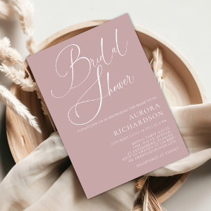 Mauve Dusty Rose Minimalist Elegant Bridal Shower Invitation