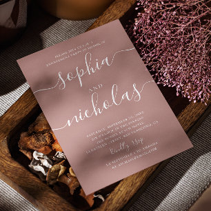 Mauve / dusty rose simple script engagement party invitation