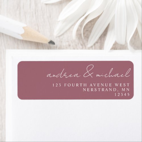 Mauve  Dusty Rose Wedding Return Address Label