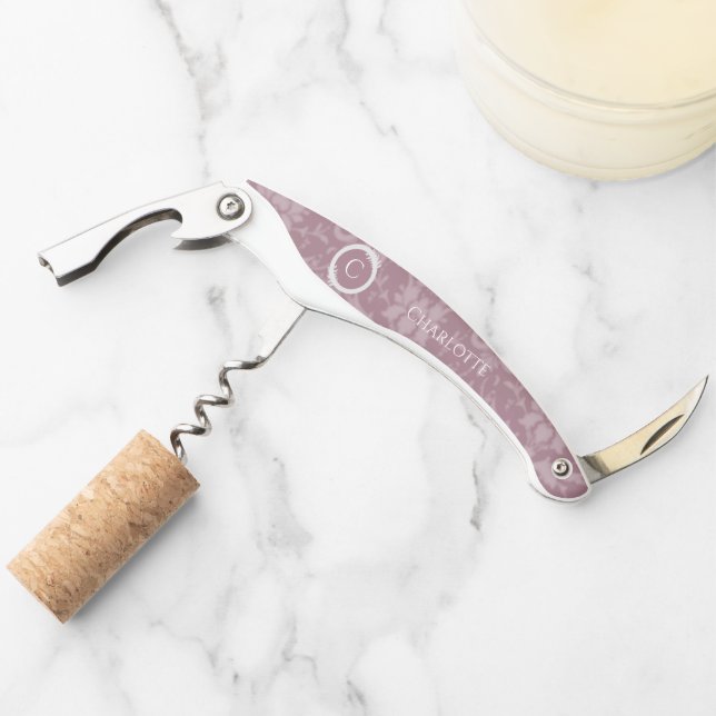 Mauve Elegant Damask Corkscrew (Front)