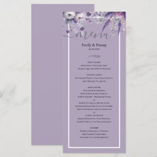Mauve Elegant Lavender Botanical Wedding Menu