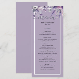 Mauve Elegant Lavender Botanical Wedding Menu