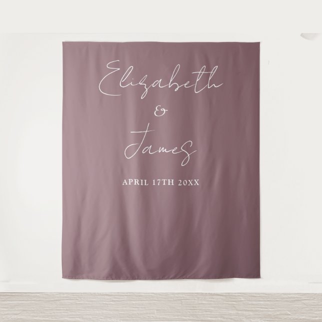 Mauve Elegant Minimalist Wedding Photo Backdrop (Front)