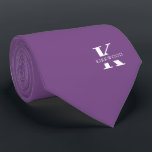 Mauve | Elegant Monogram Name | one-Sided Neck Tie<br><div class="desc">An elegant one-sided necktie featuring a bold white monogram across a Mauve purple background. On top of this monogram sits your first or last name spelled out in all capitals. If you prefer a bolder look for the personal name inside of the large letter you can do the following: Use...</div>