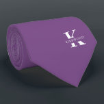 Mauve | Elegant Monogram Name | Two-Sided Neck Tie<br><div class="desc">An elegant two-sided necktie featuring a bold white monogram across a Mauve purple background. On top of this monogram sits your first or last name spelled out in all capitals. If you prefer a bolder look for the personal name inside of the large letter you can do the following: Use...</div>