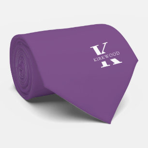 Mauve Elegant Monogram+Name Two-Sided Neck Tie