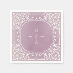 Mauve elegant romantic vintage monogram napkins