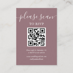 Mauve Elegant Script RSVP QR Code Enclosure Card