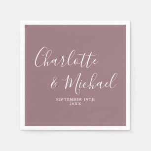 Mauve Elegant Signature Script Wedding Napkins