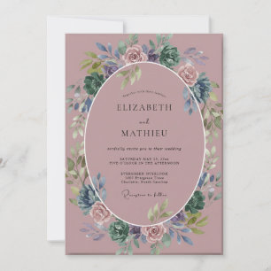 Mauve Ethereal Watercolor Floral Wedding Invitation