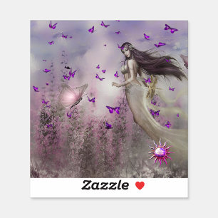 Mauve Fairy and Butterflies Sticker