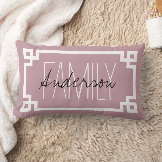 Mauve Family Name Monogram Lumbar Pillow (Blanket)