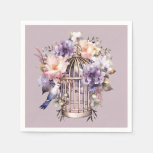 Mauve Finery Purple Pink Blue Birdcage Shower Napkins