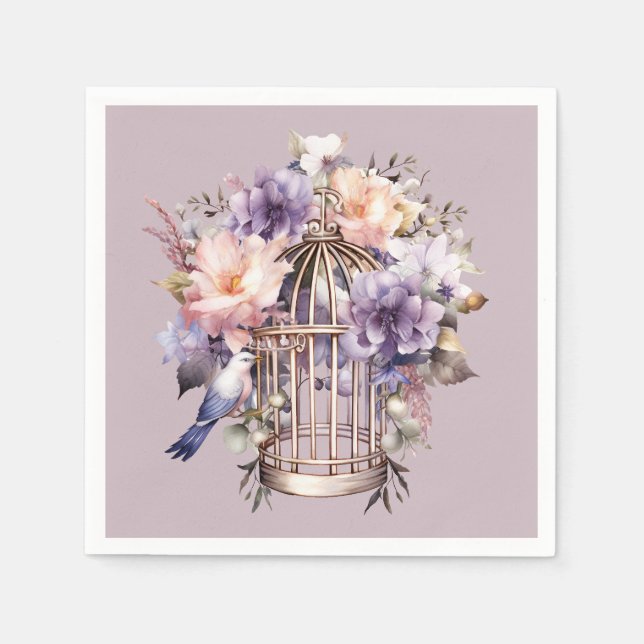 Mauve Finery Purple Pink Blue  Birdcage Shower Napkins (Front)