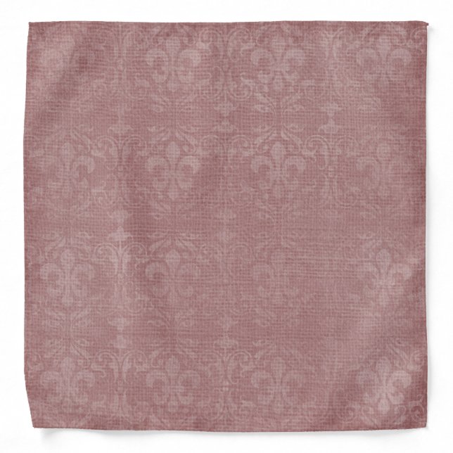 Mauve Fleur De Lis Damask Bandana (Front)