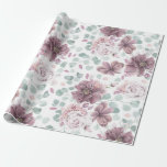 Mauve Floral and Eucalyptus Leaves Elegant Wrapping Paper<br><div class="desc">Fabulous greenery branches and mauve flowers wrapping paper</div>