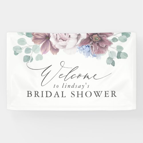 Mauve Floral Bridal  Baby Shower Welcome Banner