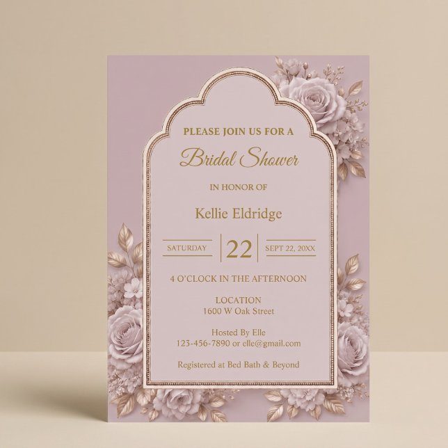 Mauve Floral Bridal Shower Invitation (Creator Uploaded)