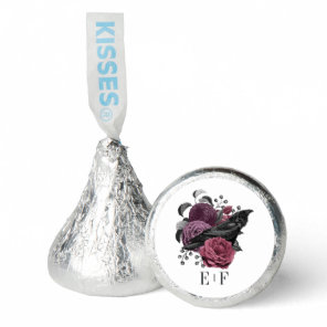 Mauve Floral Gothic Raven Wedding Monogram Hershey®'s Kisses®