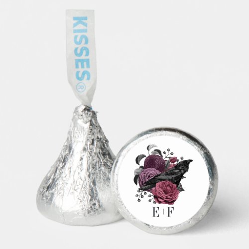 Mauve Floral Gothic Raven Wedding Monogram Hersheys Kisses