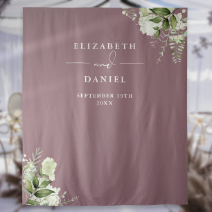 Mauve Floral Greenery Wedding Photo Backdrop