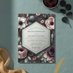 Mauve Floral Opulent Wedding Invitation