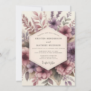 Mauve Floral Romance Wedding Invitation