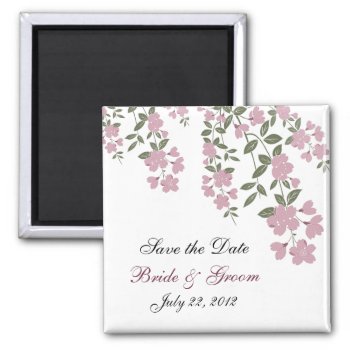 Mauve Floral Save The Date Magnet by AJsGraphics at Zazzle