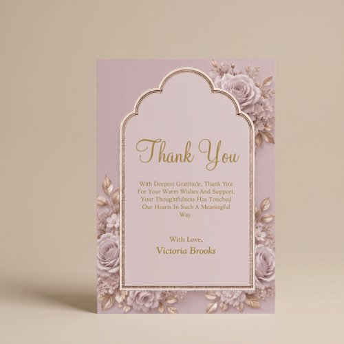 Mauve Floral Thank You Card