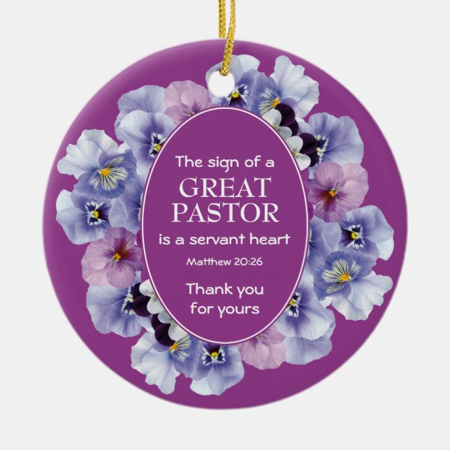 Mauve Floral THANK YOU Pastor Appreciation Ceramic Ornament (Front)