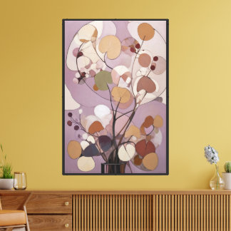 Mauve Floral Vase Abstract Canvas Print